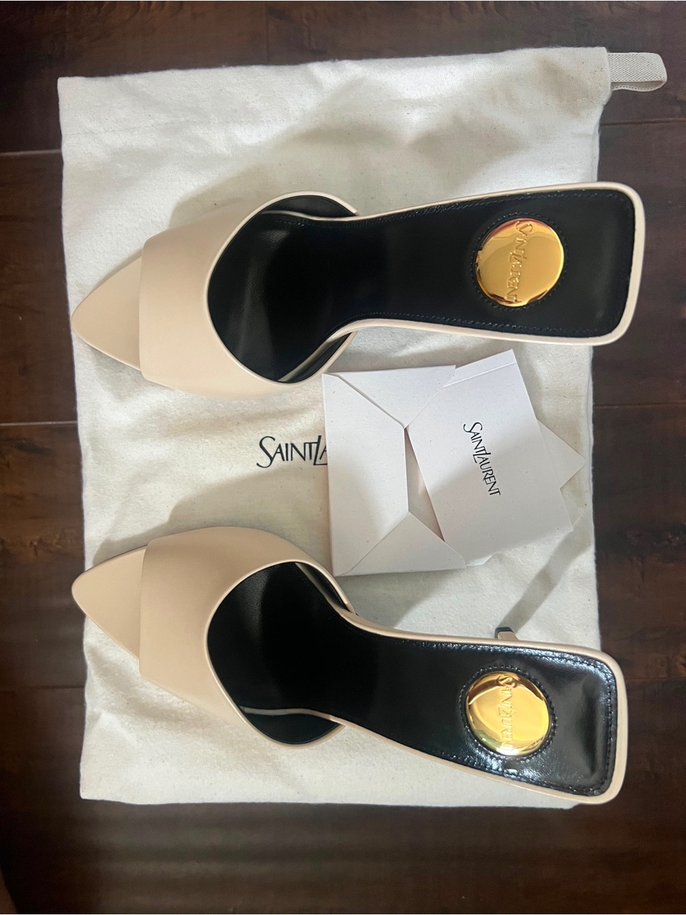 Saint Laurent Cream Leather Open-Toe Stiletto Mule - Picture 7 of 15
